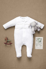 Onesie Pyjamas - White Scalloped Cotton