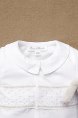 Onesie Pyjamas - White Scalloped Cotton