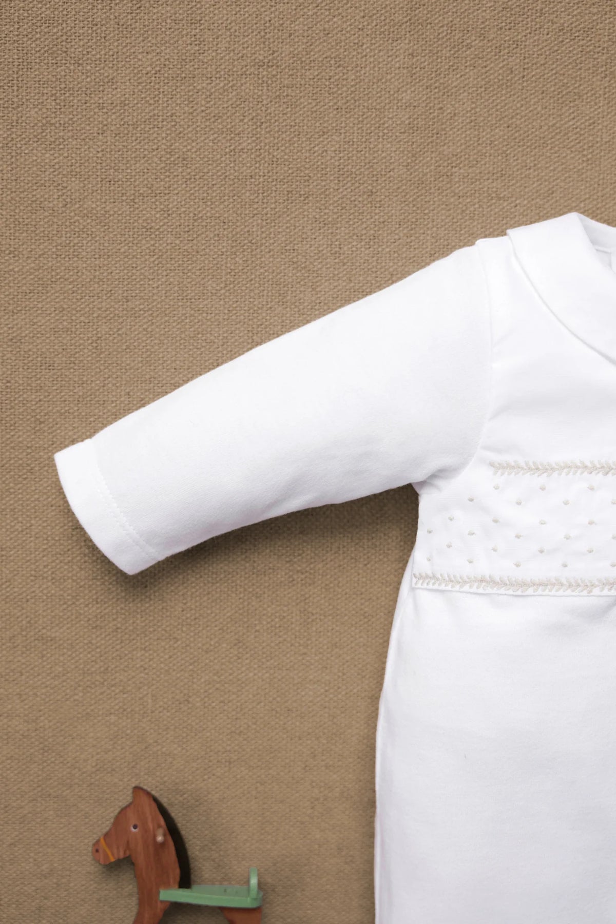 Onesie Pyjamas - White Scalloped Cotton