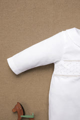 Onesie Pyjamas - White Scalloped Cotton