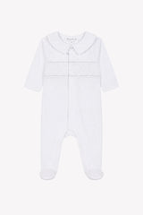 Onesie Pyjamas - White Scalloped Cotton