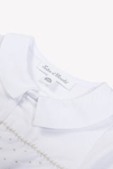 Onesie Pyjamas - White Scalloped Cotton