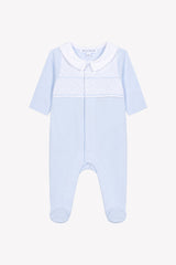 Onesie Pyjamas - Sky Blue Cotton Pointed Collar Embroidery
