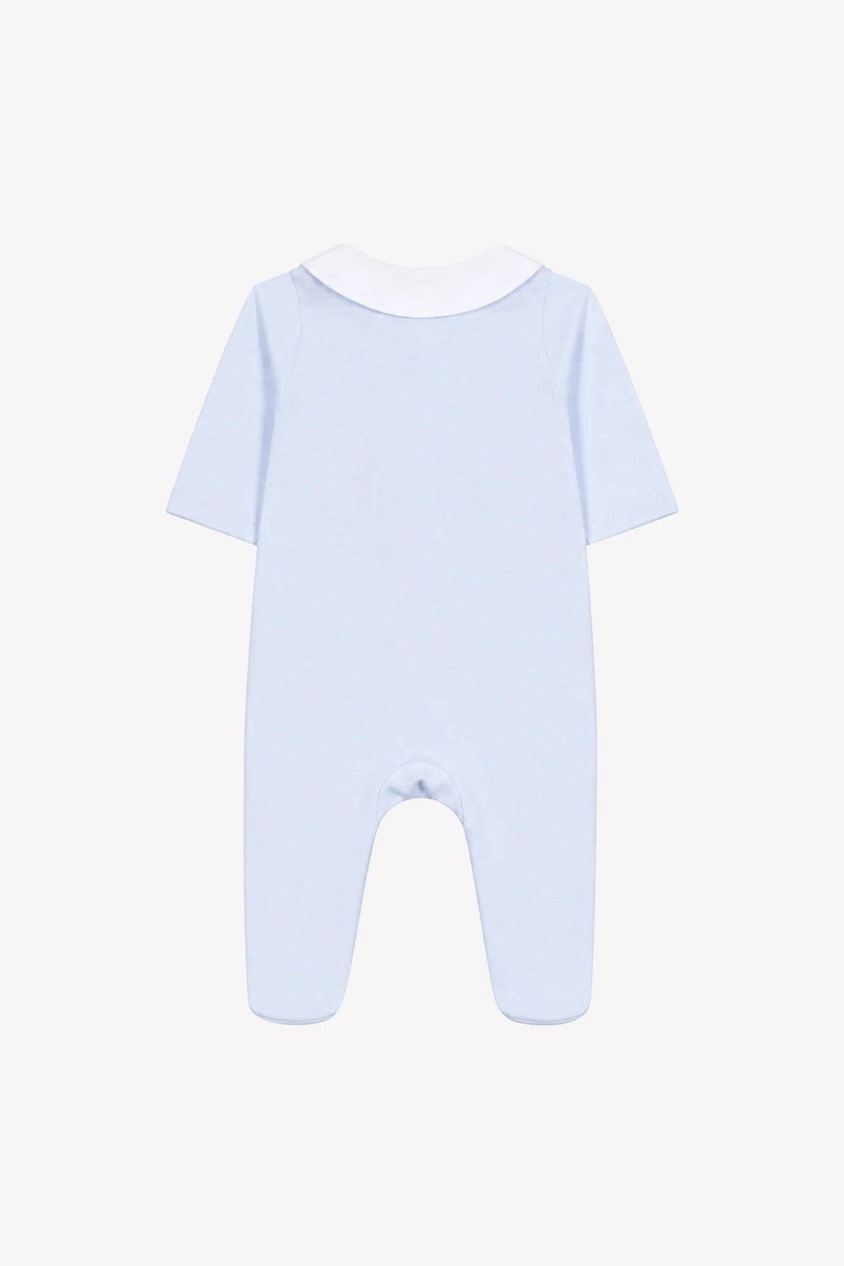 Onesie Pyjamas - Sky Blue Cotton Pointed Collar Embroidery