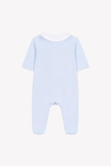 Onesie Pyjamas - Sky Blue Cotton Pointed Collar Embroidery