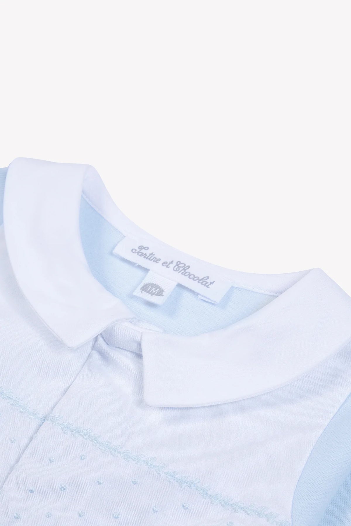 Onesie Pyjamas - Sky Blue Cotton Pointed Collar Embroidery