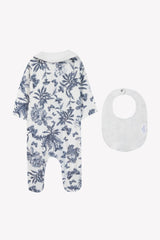 Set - Navy Pyjamas and Toile de Jouy Bib