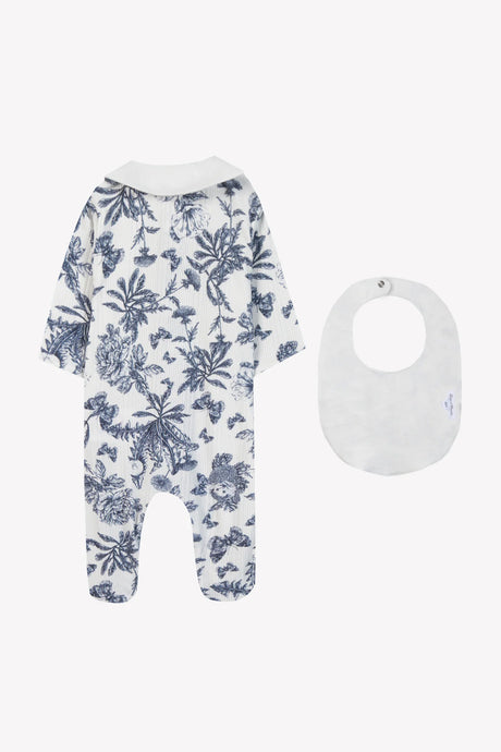 Set - Navy Pyjamas and Toile de Jouy Bib