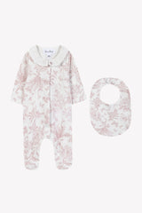 Set - Pink Pyjamas and Toile de Jouy Bib