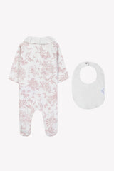 Set - Pink Pyjamas and Toile de Jouy Bib
