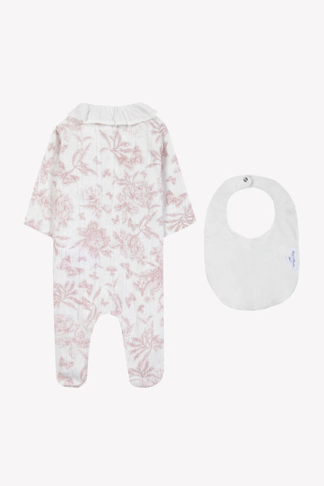 Set - Pink Pyjamas and Toile de Jouy Bib
