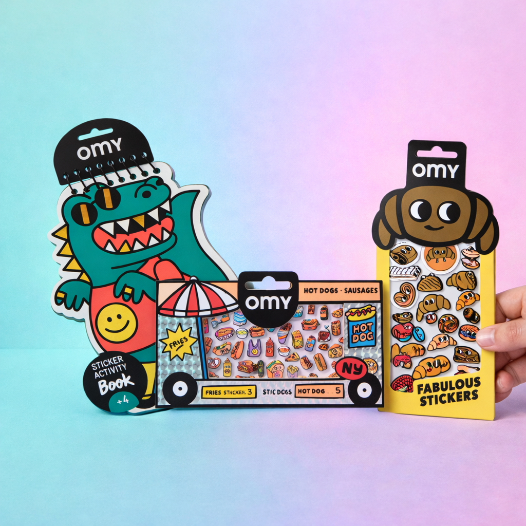 Combo Set Sticker Activity Book Dino & 2 Fabulous Stickers - Food & Croissant