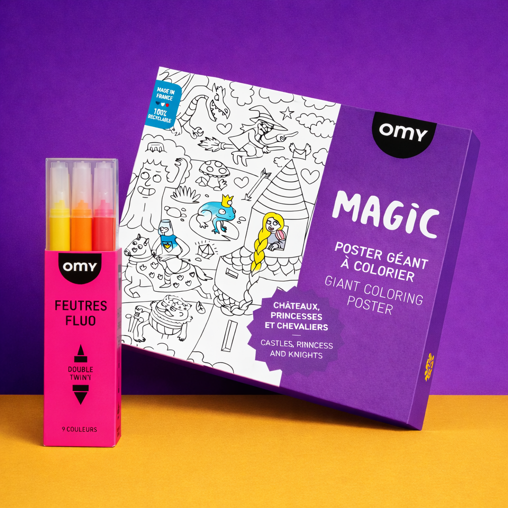 Set of Giant Poster Magic with 9 Fluo Markers