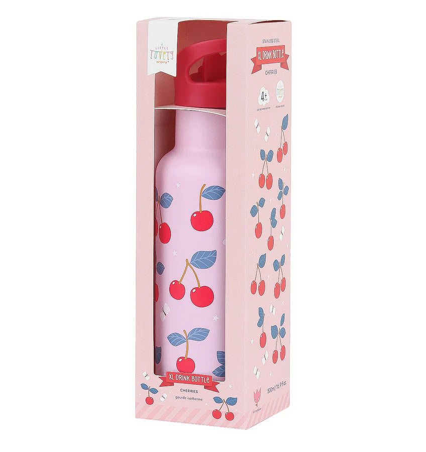 Stainless Steel Water Bottle 500ml - Cherries