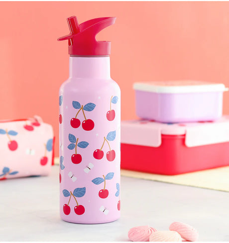 Stainless Steel Water Bottle 500ml - Cherries