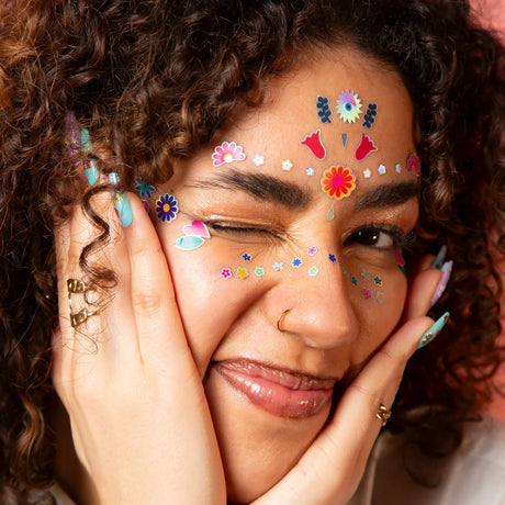 Combo Set Face, Earrings & Nail Stickers - Lily Flower