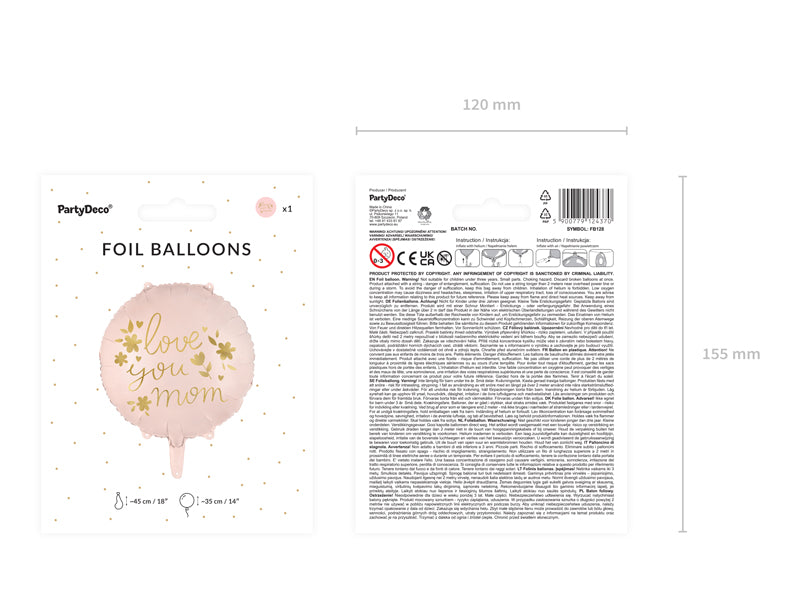 Foil Balloon I Love You Mom 18"