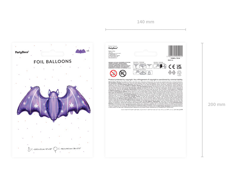 Foil Balloon Purple Bat 38"