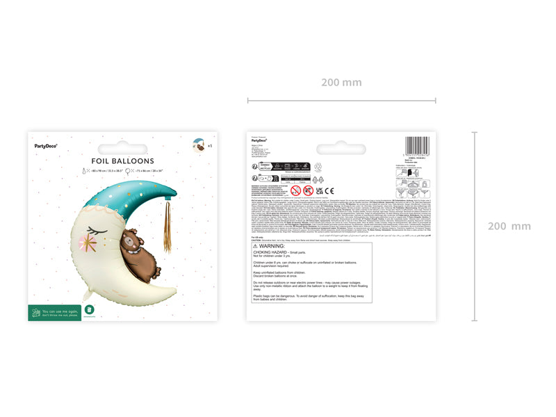 Foil balloon Teddy bear on the moon - Blue 38"