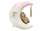 Foil balloon Teddy bear on the moon - Pink 38"