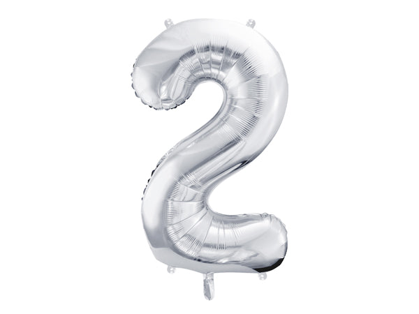 Foil Balloon Number ''2'' - Silver 86cm