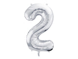 Foil Balloon Number ''2'' - Silver 86cm
