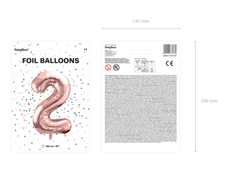 Foil Balloon Number ''2''- Rose Gold 86cm