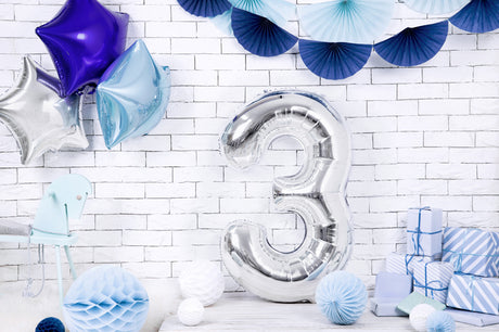 Foil Balloon Number ''3'' - Silver 86cm