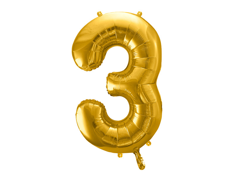 Foil Balloon Number ''3'' - Gold 86cm