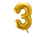 Foil Balloon Number ''3'' - Gold 86cm