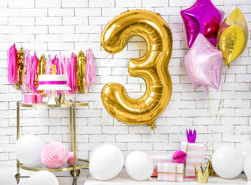 Foil Balloon Number ''3'' - Gold 86cm
