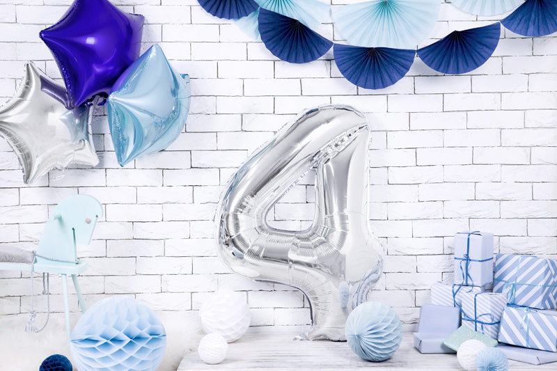 Foil Balloon Number ''4'' - Silver 86cm