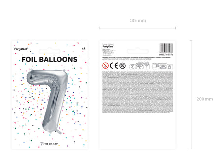 Foil Balloon Number ''7'' - Silver 86cm