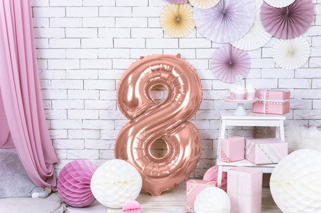 Foil Balloon Number ''8''- Rose Gold 86cm