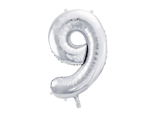 Foil Balloon Number ''9'' - Silver 86cm