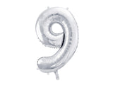 Foil Balloon Number ''9'' - Silver 86cm