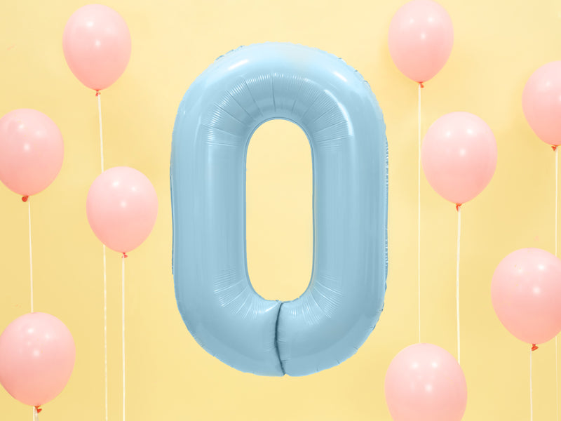 Foil Balloon Number ''0'' - Light Blue 86cm