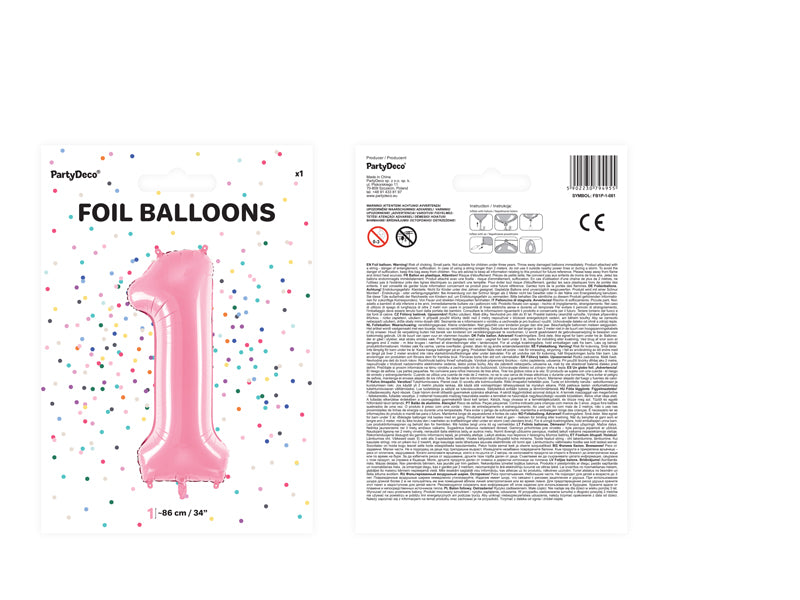 Foil Balloon Number ''1'' - Pink 86cm