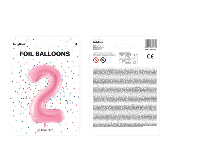 Foil Balloon Number ''2'' - Pink 86cm
