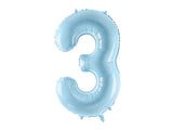 Foil Balloon Number ''3'' - Light Blue 86cm
