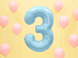 Foil Balloon Number ''3'' - Light Blue 86cm
