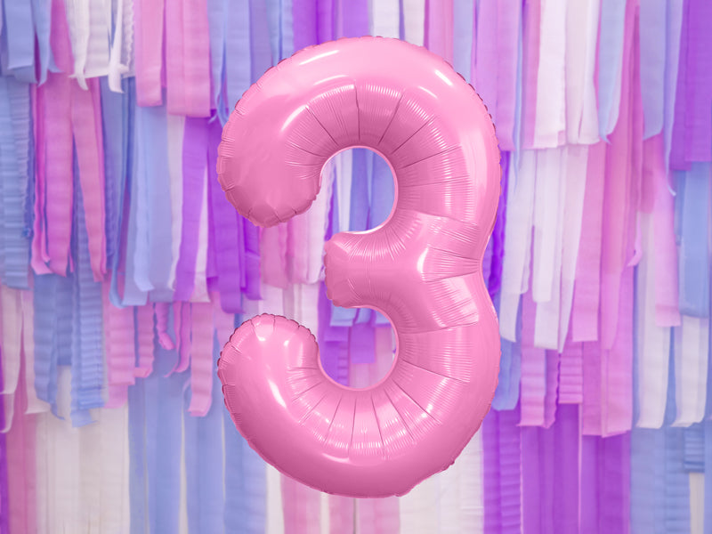 Foil Balloon Number ''3'' - Pink 86cm