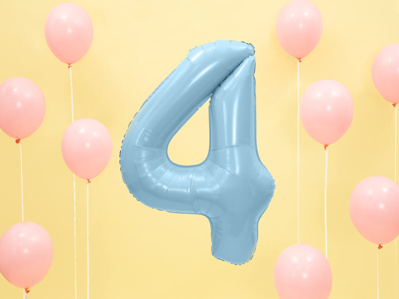 Foil Balloon Number ''4'' - Light Blue 86cm