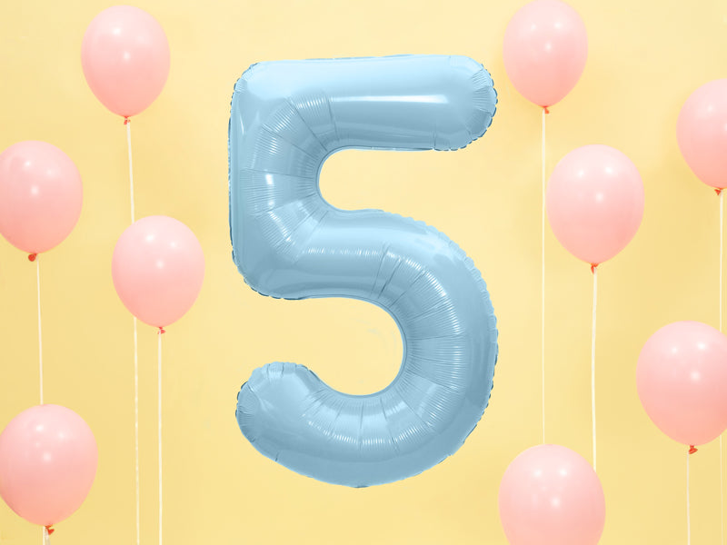 Foil Balloon Number ''5'' - Light Blue 86cm