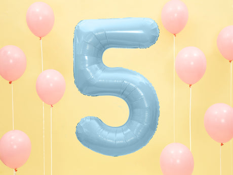 Foil Balloon Number ''5'' - Light Blue 86cm