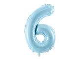 Foil Balloon Number ''6'' - Light Blue 86cm