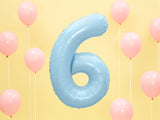 Foil Balloon Number ''6'' - Light Blue 86cm
