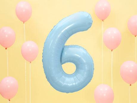Foil Balloon Number ''6'' - Light Blue 86cm