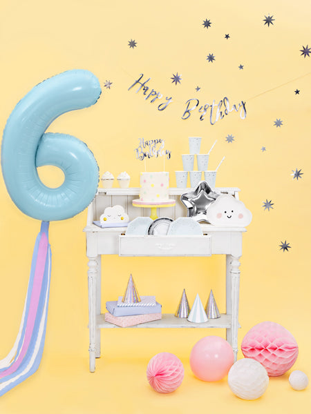Foil Balloon Number ''6'' - Light Blue 86cm