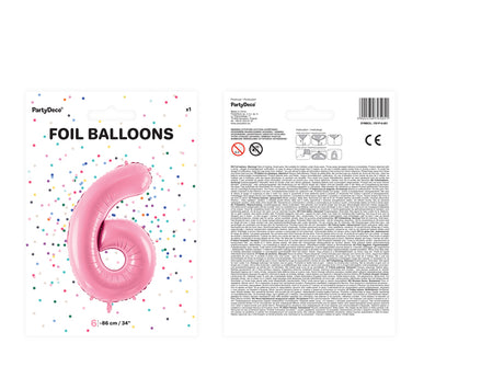 Foil Balloon Number ''6'' - Pink 86cm